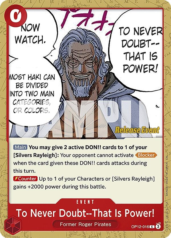 Image for To Never Doubt--That Is Power! (OP12-016) (Legacy of the Master Release Event Cards) - One Piece Card Game
