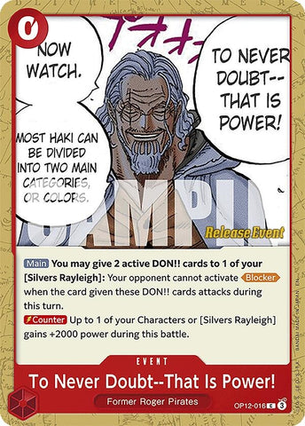 Image for To Never Doubt--That Is Power! (OP12-016) (Legacy of the Master Release Event Cards) - One Piece Card Game