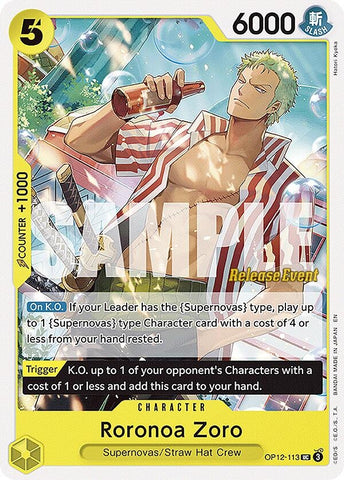 Image for Roronoa Zoro (113) (OP12-113) (Legacy of the Master Release Event Cards) - One Piece Card Game