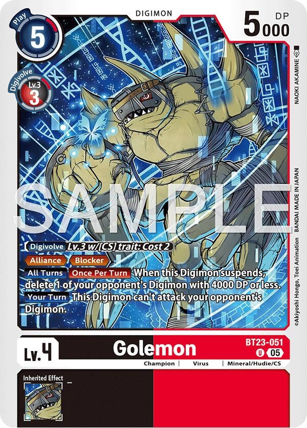 Image for Golemon (BT23-051 U) [Hackers' Slumber] - Digimon Card Game