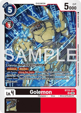 Image for Golemon (BT23-051 U) [Hackers' Slumber] - Digimon Card Game
