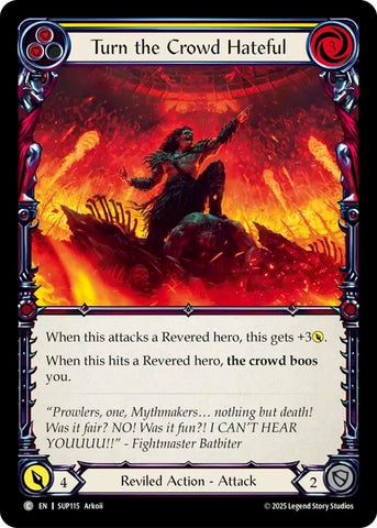 Image for Turn the Crowd Hateful (Yellow) (SUP115) (Super Slam) - Flesh and Blood TCG
