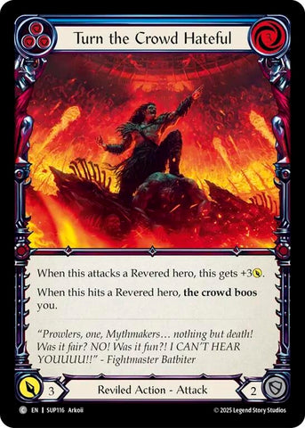 Image for Turn the Crowd Hateful (Blue) (SUP116) (Super Slam) - Flesh and Blood TCG
