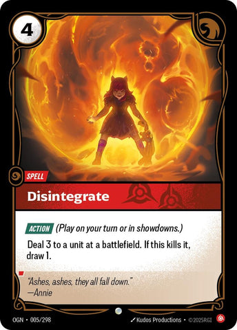 Image for Disintegrate (005/298) [Origins] - Riftbound: League of Legends Trading Card Game