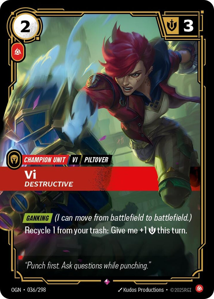 Image for Vi - Destructive (036/298) [Origins] - Riftbound: League of Legends Trading Card Game