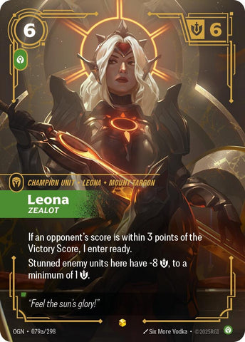 Image for Leona - Zealot (Alternate Art) (079a/298) [Origins] - Riftbound: League of Legends Trading Card Game