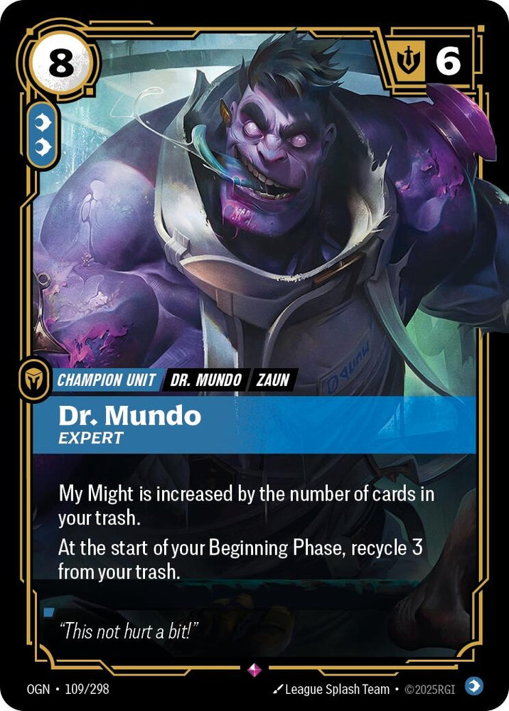Image for Dr. Mundo - Expert (109/298) [Origins] - Riftbound: League of Legends Trading Card Game