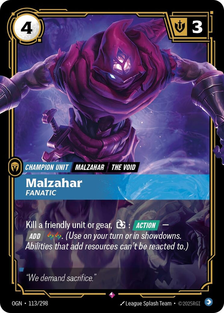 Image for Malzahar - Fanatic (113/298) [Origins] - Riftbound: League of Legends Trading Card Game