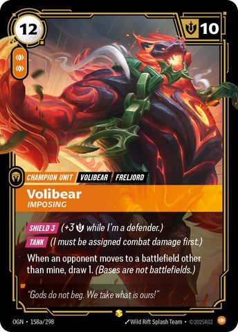 Image for Volibear - Imposing (Alternate Art) (158a/298) [Origins] - Riftbound: League of Legends Trading Card Game