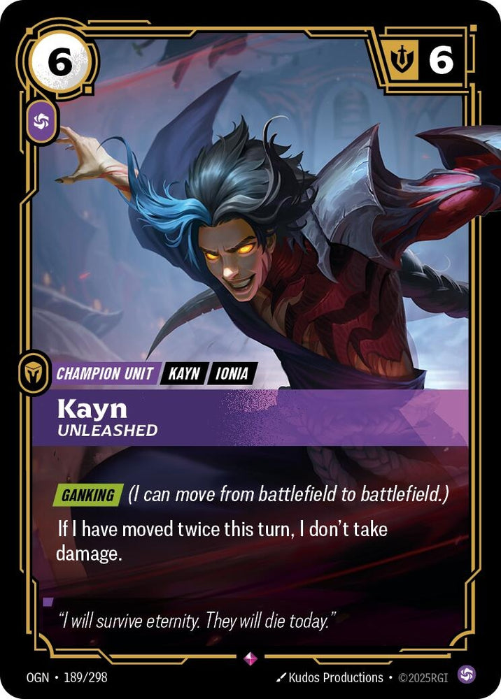 Image for Kayn - Unleashed (189/298) [Origins] - Riftbound: League of Legends Trading Card Game