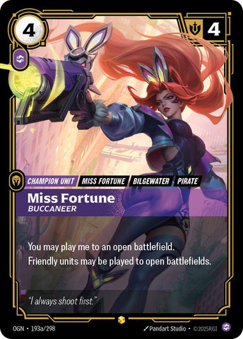 Image for Miss Fortune - Buccaneer (Alternate Art) (193a/298) [Origins] - Riftbound: League of Legends Trading Card Game