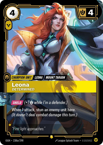Image for Leona - Determined (Alternate Art) (238a/298) [Origins] - Riftbound: League of Legends Trading Card Game