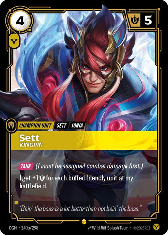 Image for Sett - Kingpin (Alternate Art) (240a/298) [Origins] - Riftbound: League of Legends Trading Card Game