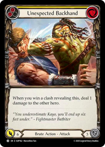 Image for Unexpected Backhand (Yellow) (SUP162) (Super Slam) - Flesh and Blood TCG