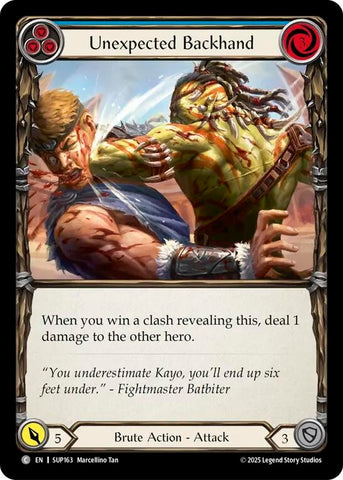 Image for Unexpected Backhand (Blue) (SUP163) (Super Slam) - Flesh and Blood TCG