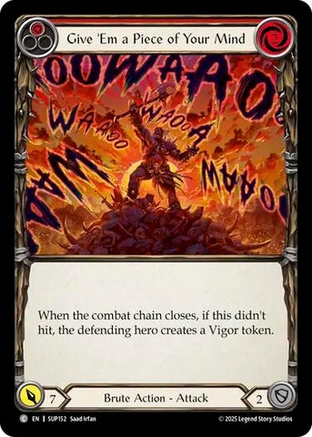Image for Give 'Em a Piece of Your Mind (Red) (SUP152) (Super Slam) - Flesh and Blood TCG