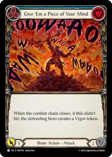 Image for Give 'Em a Piece of Your Mind (Blue) (SUP154) (Super Slam) - Flesh and Blood TCG