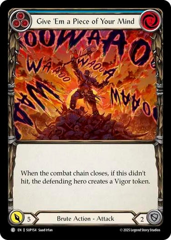 Image for Give 'Em a Piece of Your Mind (Blue) (SUP154) (Super Slam) - Flesh and Blood TCG