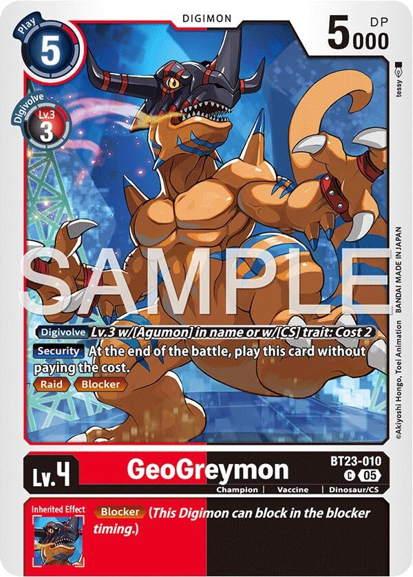 Image for GeoGreymon (BT23-010 C) [Hackers' Slumber] - Digimon Card Game