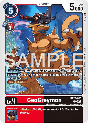 Image for GeoGreymon (BT23-010 C) [Hackers' Slumber] - Digimon Card Game