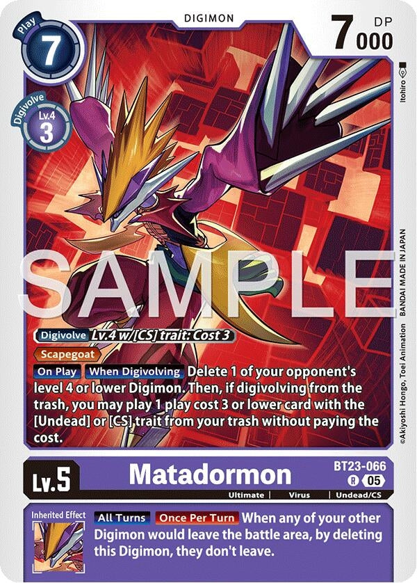 Image for Matadormon (BT23-066 R) [Hackers' Slumber] - Digimon Card Game