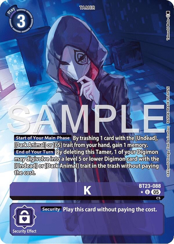 Image for K (Alternate Art) (BT23-088 U) [Hackers' Slumber] - Digimon Card Game