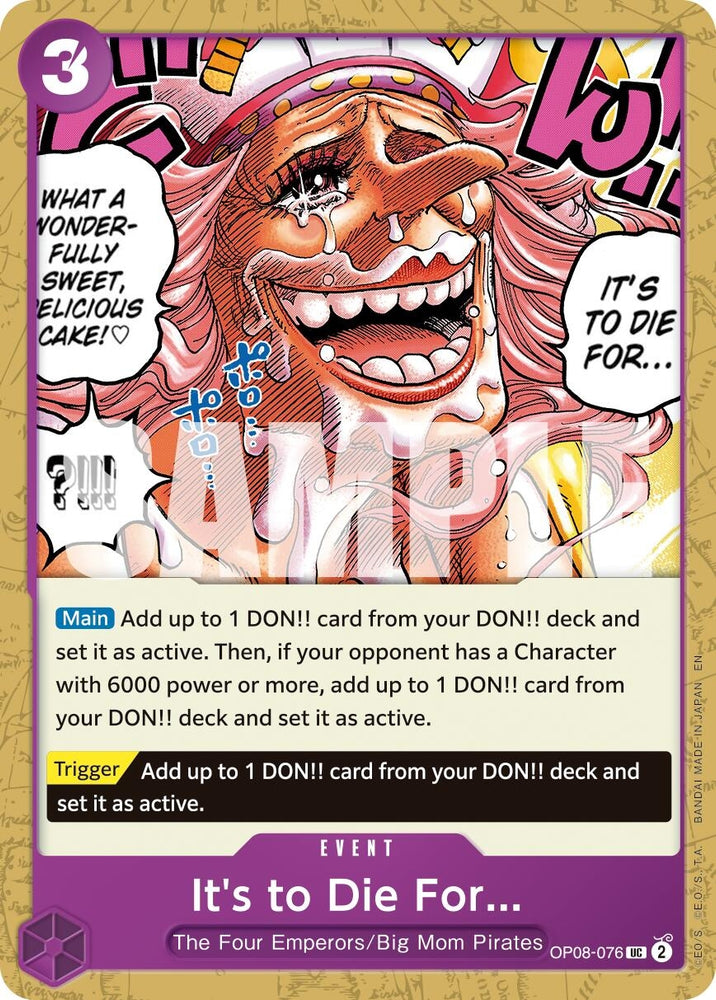Image for It's to Die For (Reprint) (OP08-076) [Premium Booster -The Best- Vol. 2] - One Piece Card Game