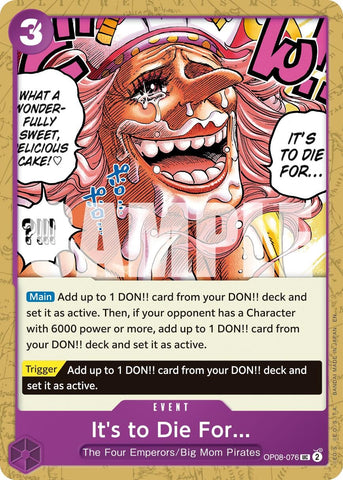 Image for It's to Die For (Reprint) (OP08-076) [Premium Booster -The Best- Vol. 2] - One Piece Card Game