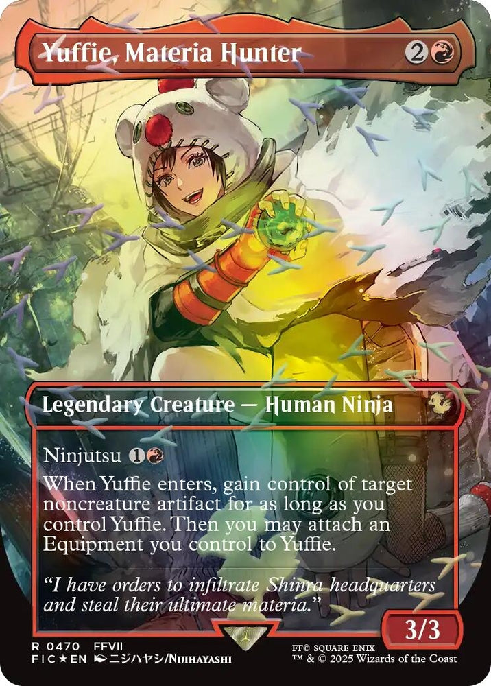 Image for Yuffie, Materia Hunter (Borderless) (Chocobo Track Foil) (470) [Commander: FINAL FANTASY] - Magic: The Gathering