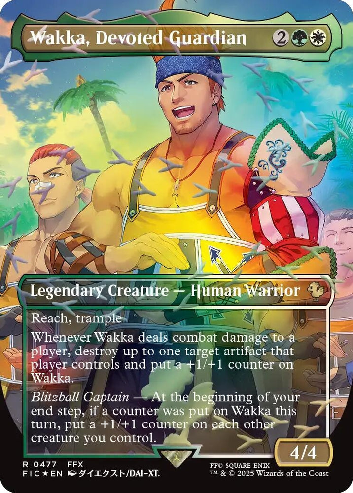 Image for Wakka, Devoted Guardian (Borderless) (Chocobo Track Foil) (477) [Commander: FINAL FANTASY] - Magic: The Gathering