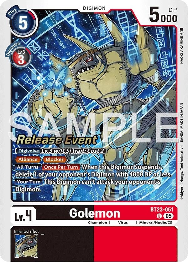 Image for Golemon (BT23-051 U) [Hackers' Slumber Release Event Cards] - Digimon Card Game