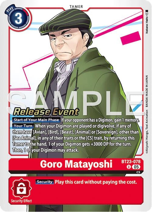 Image for Goro Matayoshi (BT23-078 U) [Hackers' Slumber Release Event Cards] - Digimon Card Game