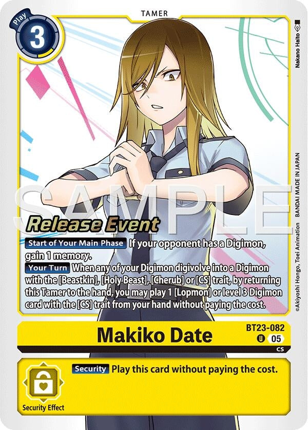 Image for Makiko Date (BT23-082 U) [Hackers' Slumber Release Event Cards] - Digimon Card Game