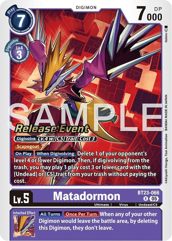 Image for Matadormon (BT23-066 R) [Hackers' Slumber Release Event Cards] - Digimon Card Game