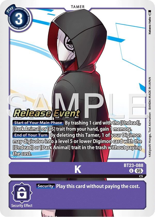 Image for K (BT23-088 U) [Hackers' Slumber Release Event Cards] - Digimon Card Game