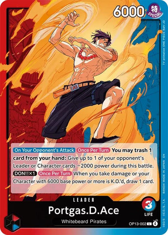 Image for Portgas.D.Ace (002) (OP13-002) [Carrying On His Will] - One Piece Card Game