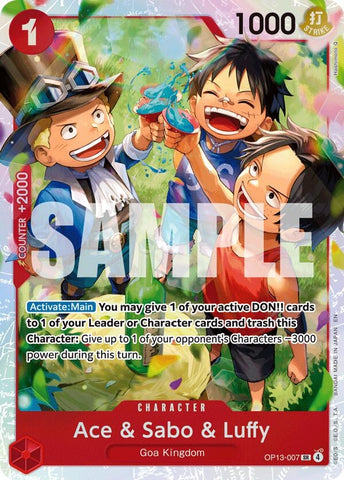 Image for Ace & Sabo & Luffy (OP13-007) [Carrying On His Will] - One Piece Card Game