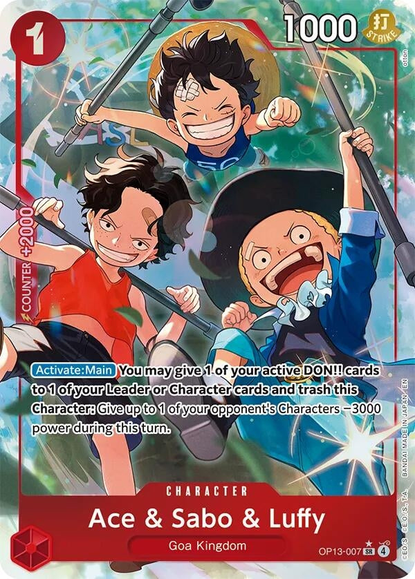 Image for Ace & Sabo & Luffy (Alternate Art) (OP13-007) [Carrying On His Will] - One Piece Card Game