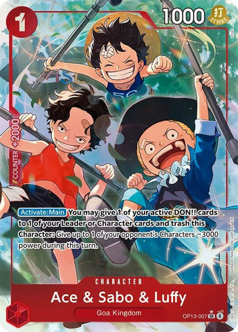 Image for Ace & Sabo & Luffy (Alternate Art) (OP13-007) [Carrying On His Will] - One Piece Card Game