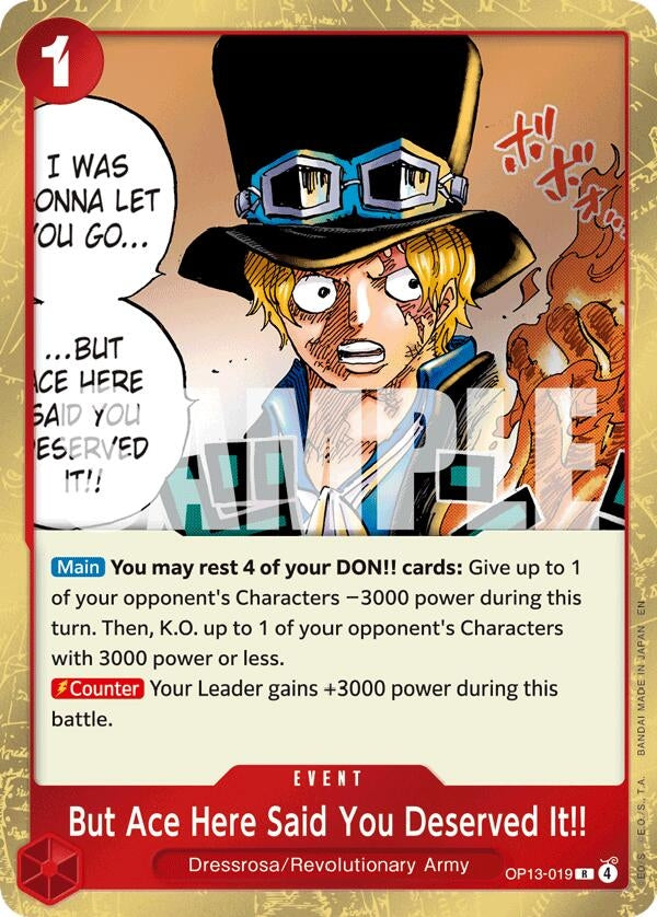 Image for But Ace Here Said You Deserved It!! (OP13-019) [Carrying On His Will] - One Piece Card Game