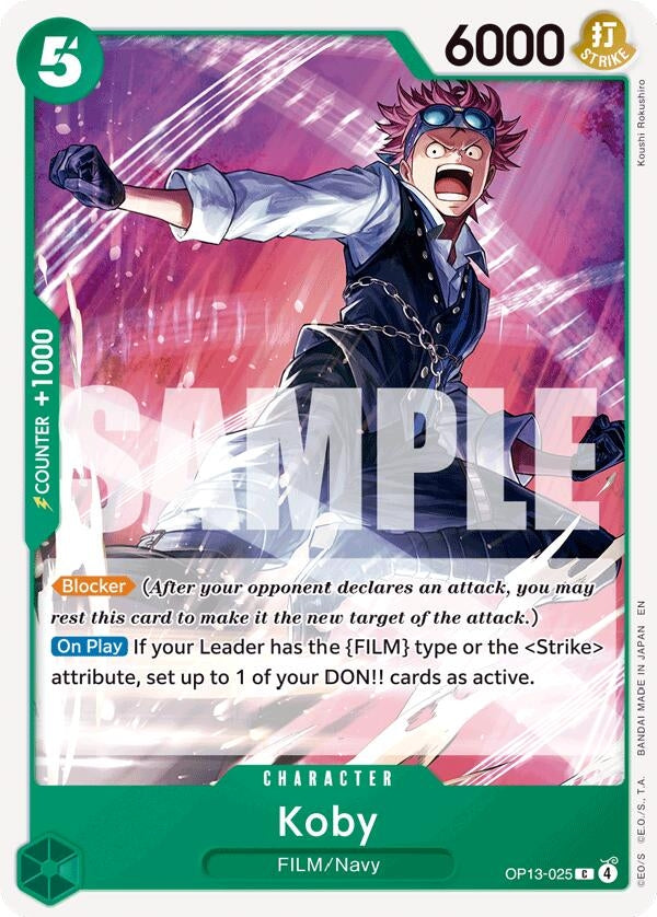 Image for Koby (OP13-025) [Carrying On His Will] - One Piece Card Game