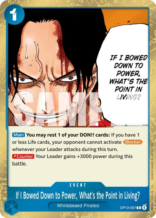 Image for If I Bowed Down to Power, What's the Point in Living? (OP13-057) [Carrying On His Will] - One Piece Card Game