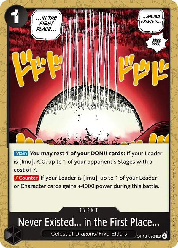 Image for Never Existed... in the First Place... (OP13-098) [Carrying On His Will] - One Piece Card Game