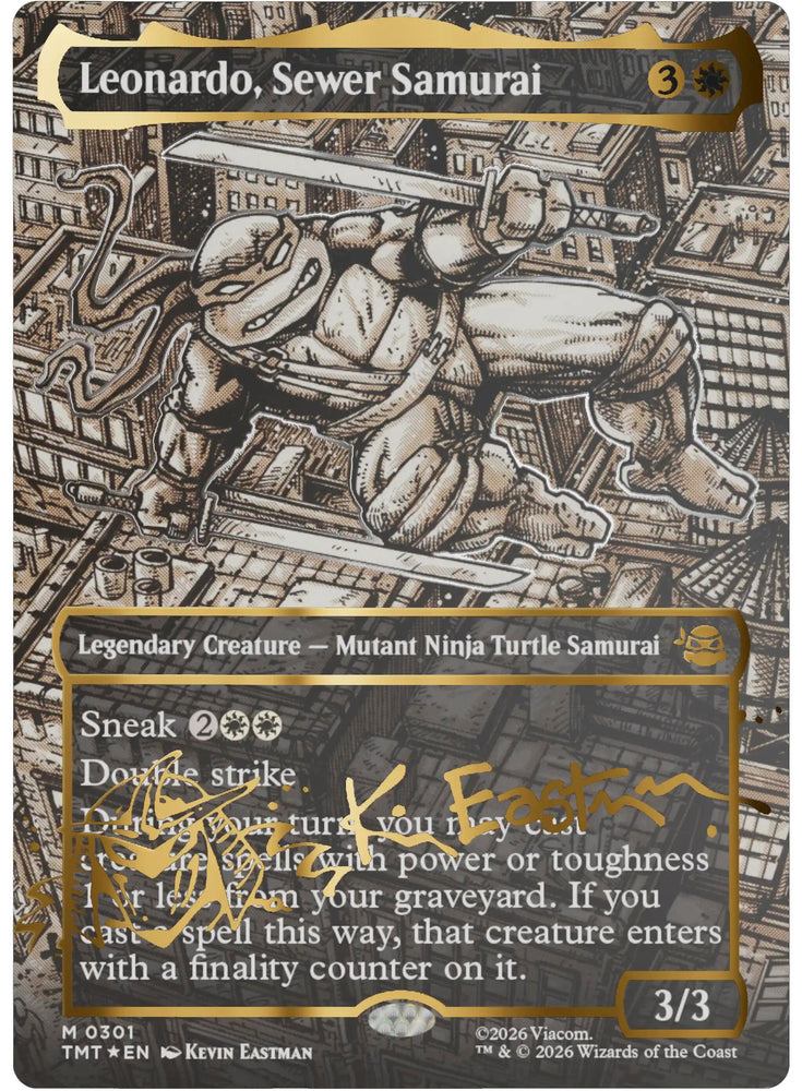 Image for Leonardo, Sewer Samurai (Borderless) (Gold-Stamped Signature) (301) [Teenage Mutant Ninja Turtles] - Magic: The Gathering