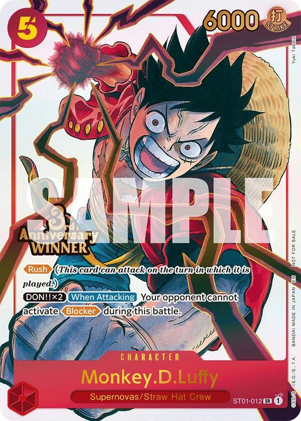 Image for Monkey.D.Luffy - ST01-012 (3rd Anniversary Winner) (ST01-012) [One Piece Promotion Cards] - One Piece Card Game