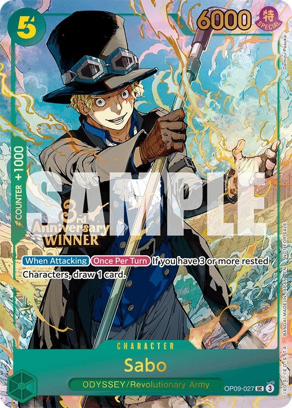 Image for Sabo - OP09-027 (3rd Anniversary Winner) (OP09-027) [One Piece Promotion Cards] - One Piece Card Game