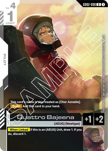 Image for Quattro Bajeena (Store Tournament Participant Pack 02) (GD02-098) [Gundam Promotional Cards] - Gundam Card Game