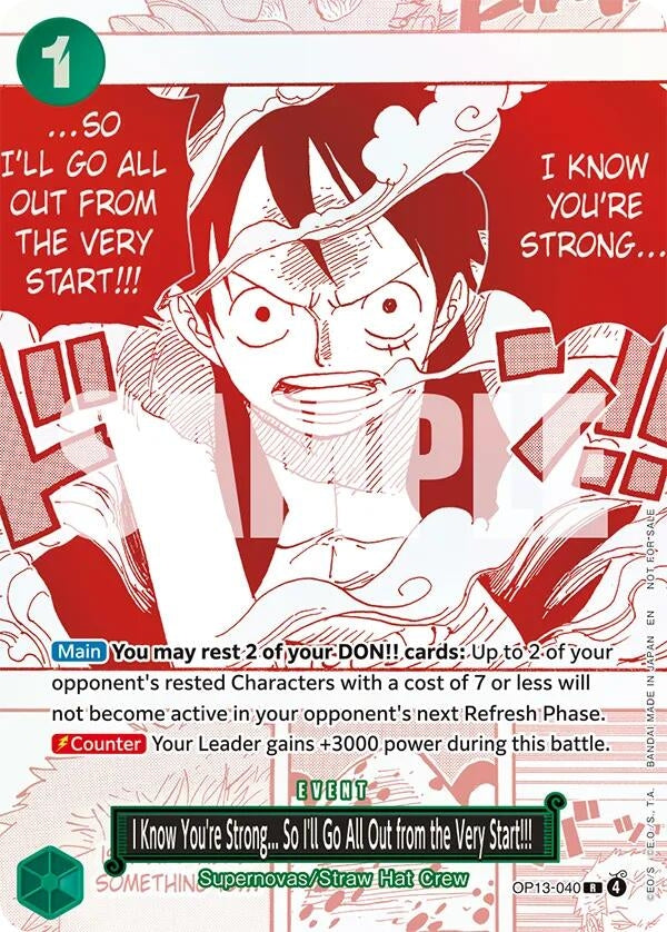 Image for I Know You're Strong... So I'll Go All Out from the Very Start!!! (3rd Anniversary Treasure Campaign Pack) (OP13-040) [One Piece Promotion Cards] - One Piece Card Game