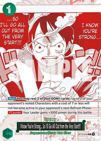 Image for I Know You're Strong... So I'll Go All Out from the Very Start!!! (3rd Anniversary Treasure Campaign Pack) (OP13-040) [One Piece Promotion Cards] - One Piece Card Game