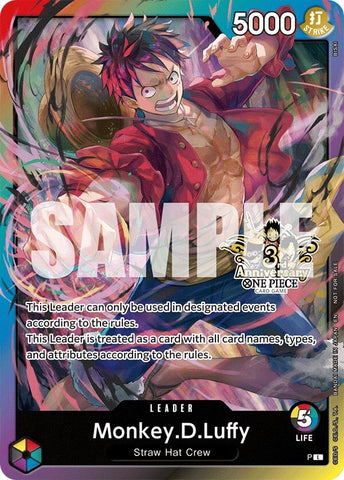 Image for Monkey.D.Luffy (3rd Anniversary Tournament 3 Brothers Pack) [Carrying On His Will: 3rd Anniversary Tournament Cards] - One Piece Card Game